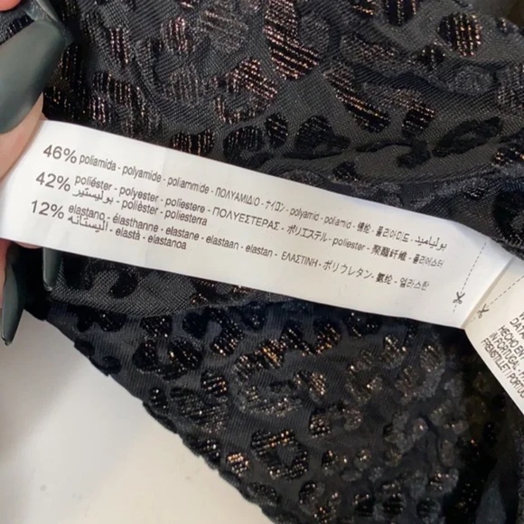 Zara Trafaluc Metallic Leopard Print Long Sleeve Crop Top - Picture 8 of 12